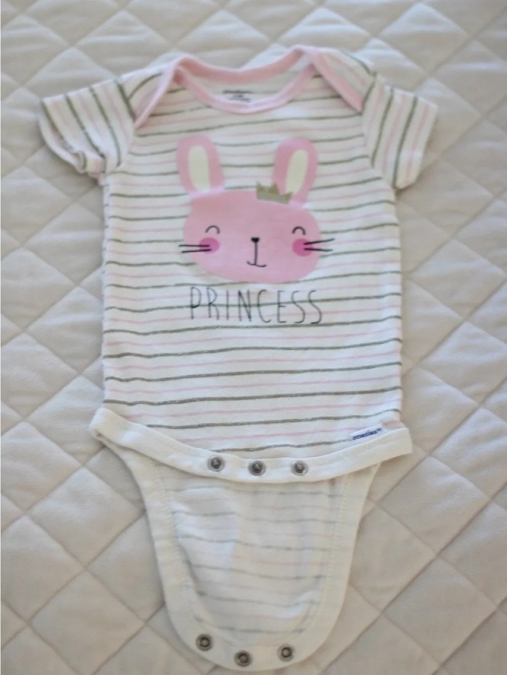 Gerber White Cream Pink Striped 